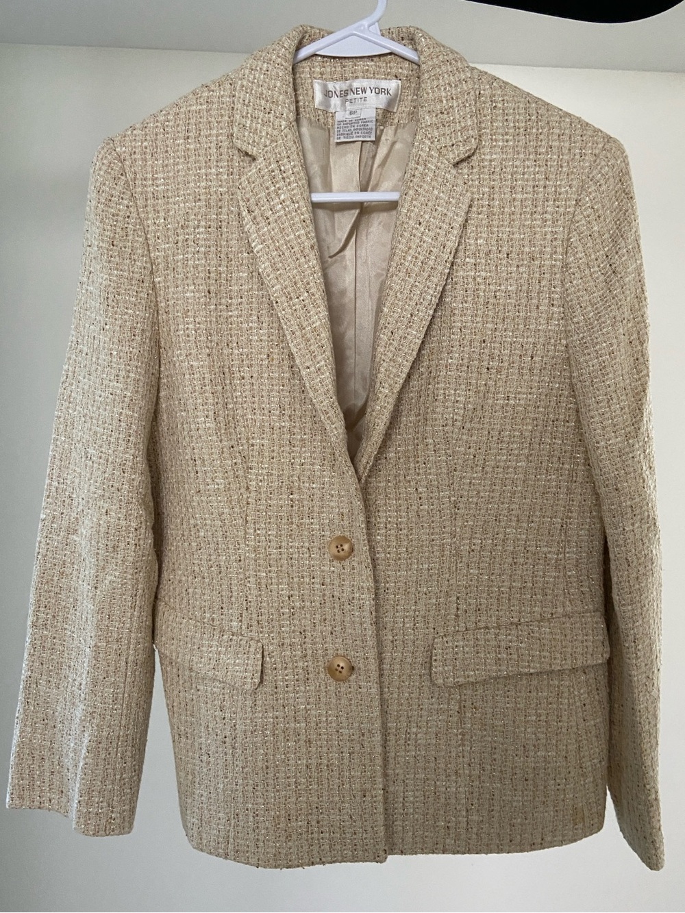 Jones New York Cream Tweed Blazer Jacket